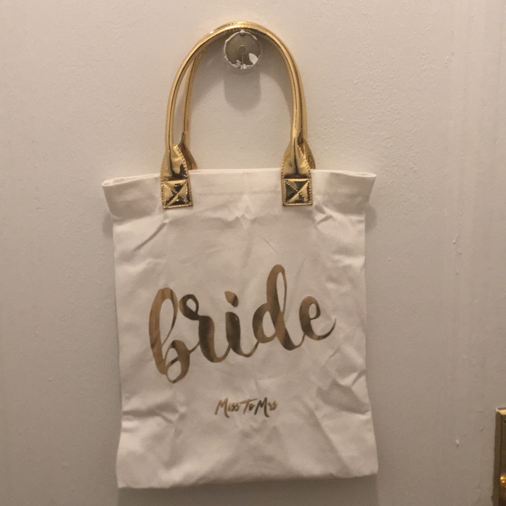 White & Gold Bride Tote